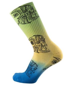Pánské oblečení |Ponožky Psockadelic Dirt Sqid Siren blue/yellow/green